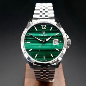 Hirsch Guardian Automatikuhr – Frontansicht mit Malachit-Zifferblatt